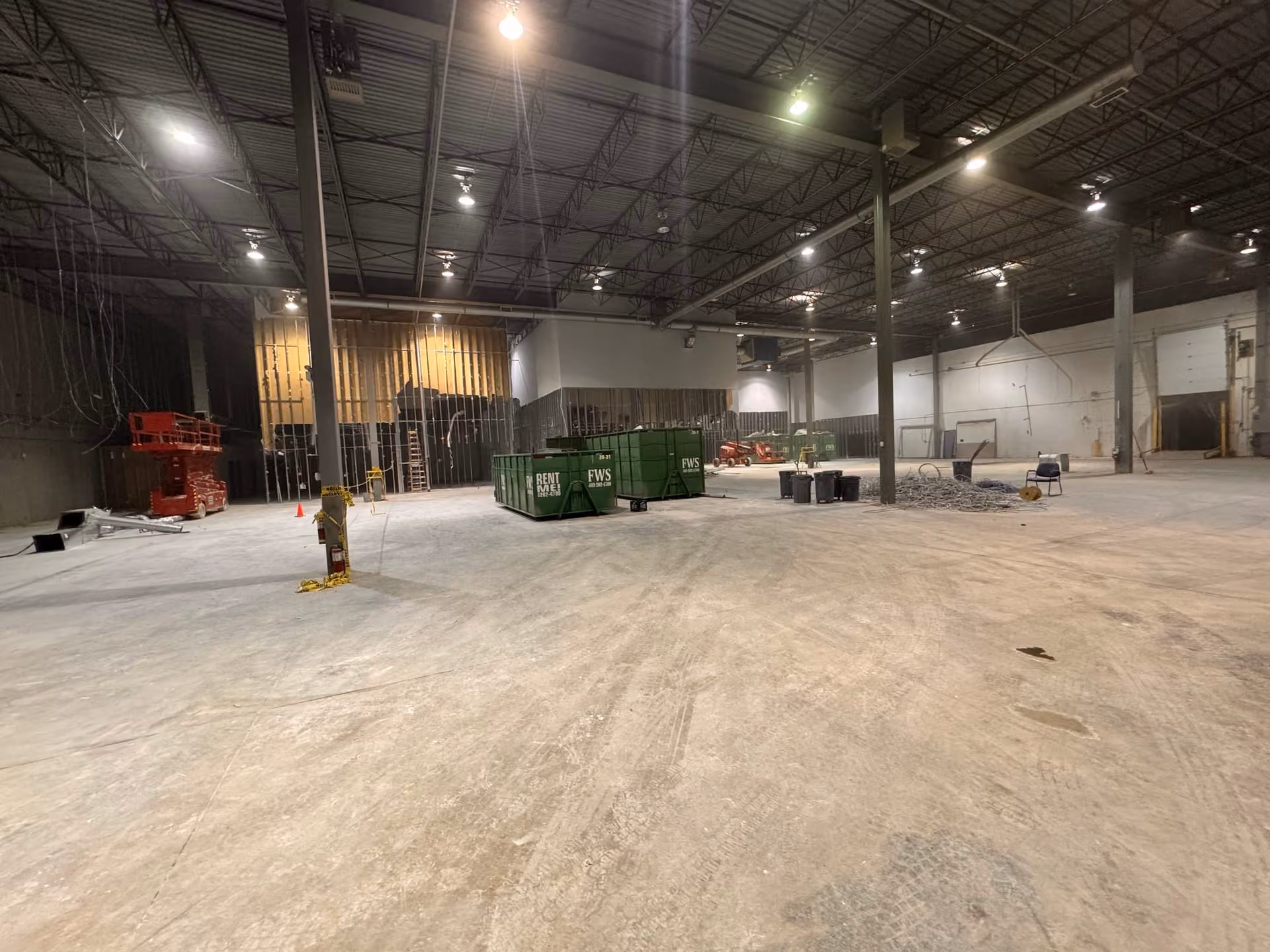 Warehouse interior during conversion work